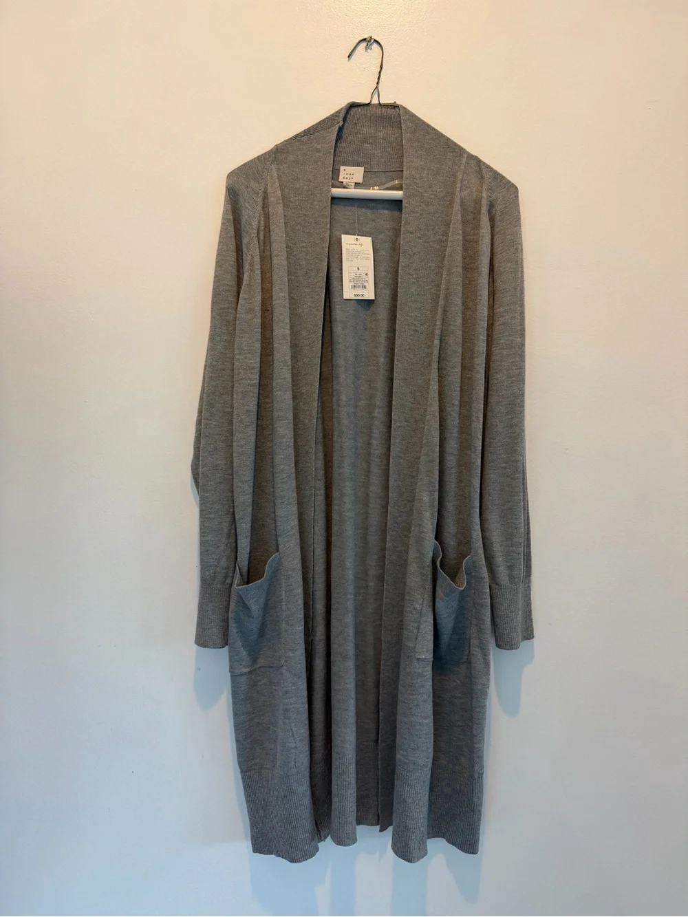 NWT A NEW DAY Light Gray Open-Front Long Cardigan